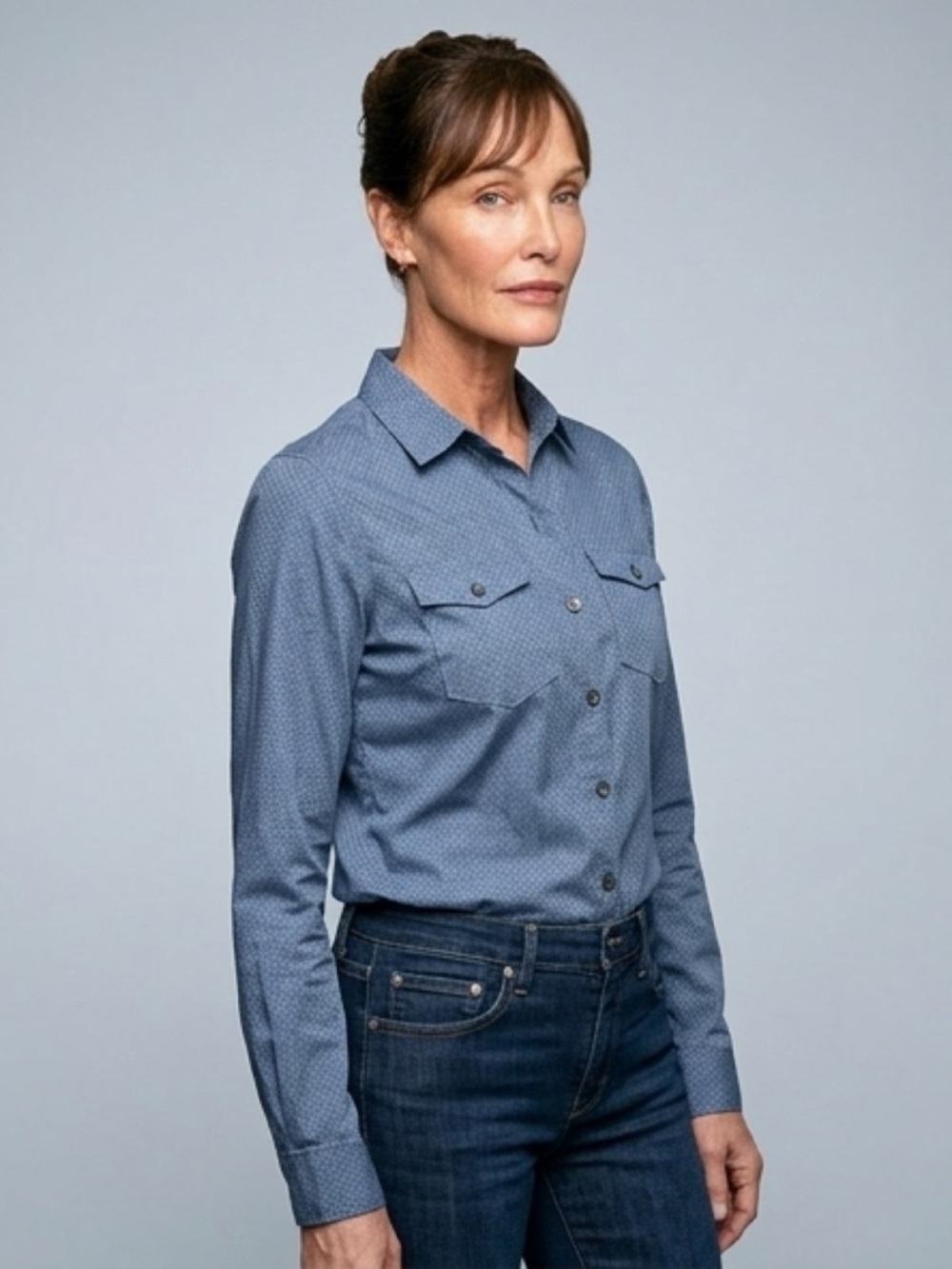 Eddie Bauer - Blue Patterned Button‑Up Shirt –‎ Utility Top - Size XSmall